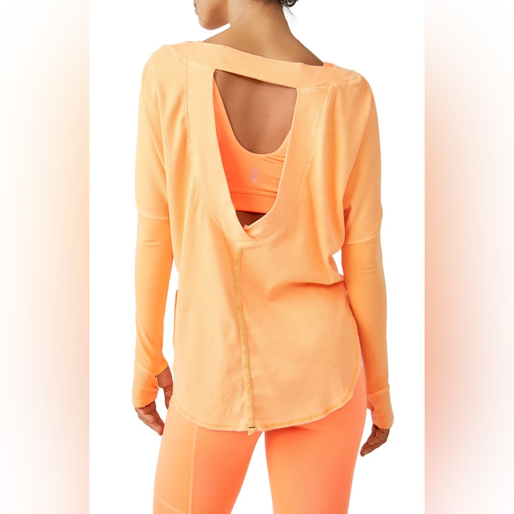 NWT Free People FP Movement – Simply Layer Open Back Top Electric Orange – Sz M